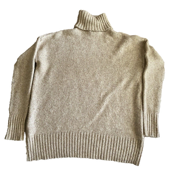 LOGG by H&M Sweater Women Small Beige Knit Wool Alpaca Blend Pullover Turtleneck - Picture 4 of 9